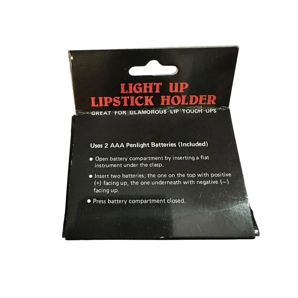 Vintage Light UP Lipstick Case Holder Original Box Very Dark Red-Brownish NEW